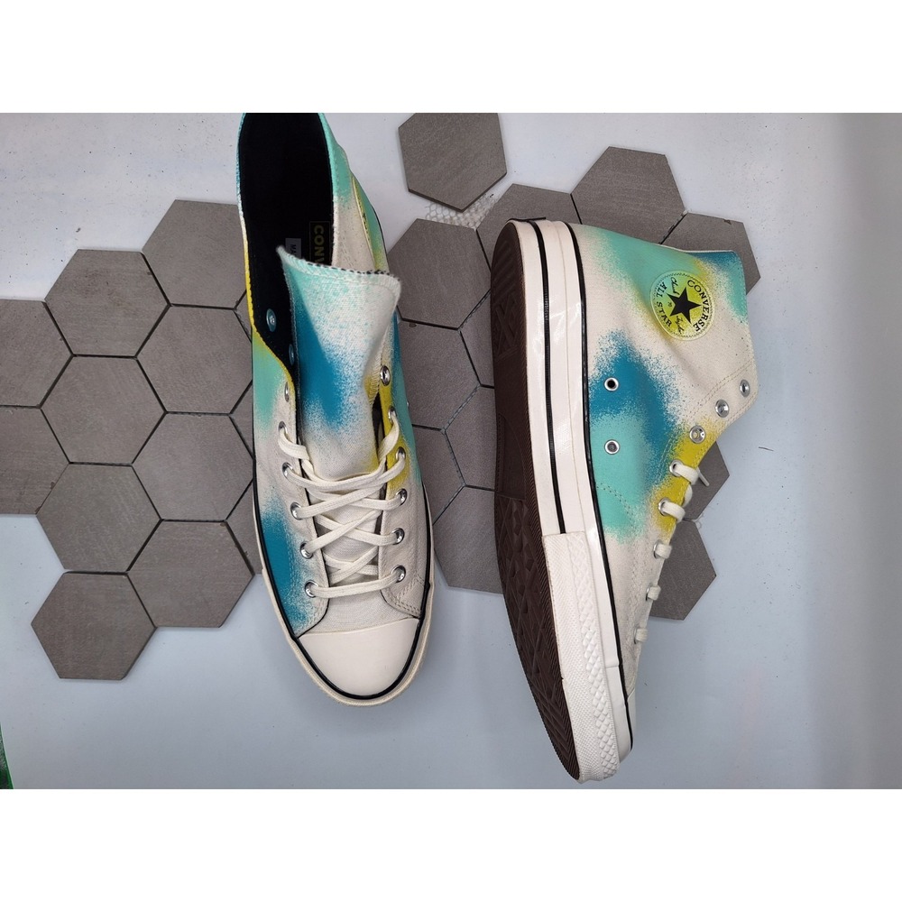 Converse Chuck 70 Hi Blue Green Tie Dye Shoes Canvas Sneakers Men's Sz 15 Rare - Picture 10 of 11